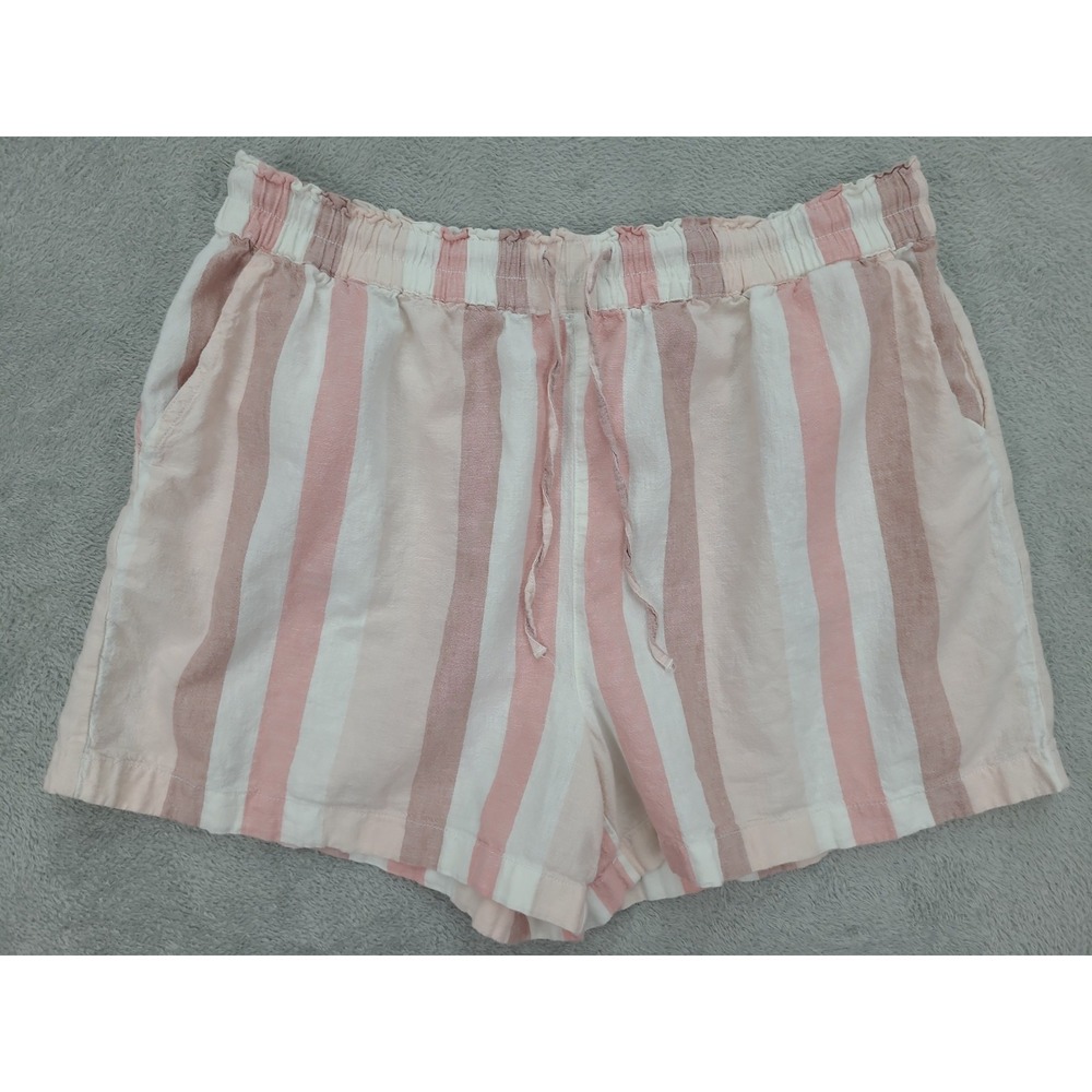 Beach Lunch Lounge Toney‎ Shorts Size XL Linen Blend Stripe Drawstring Elastic